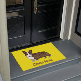 Black Tan Brindle Cardigan Welsh Corgi Mama Dog Lo Fußmatte