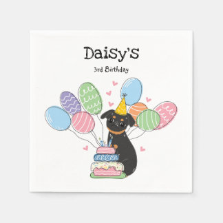 Black Tan Brussels Griffon Birthday Paper Serviette
