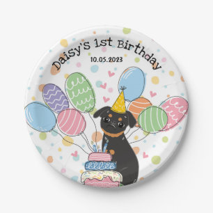 Black Tan Brussels Griffon Dog Birthday Party Pappteller