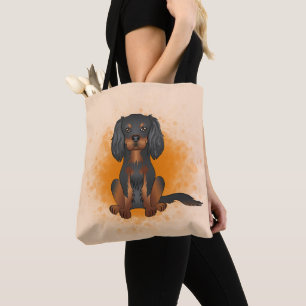 Black & Tan Cavalier King Charles Dog auf Orange Tasche