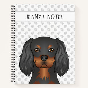 Black & Tan Cavalier King Charles Dog Head & Text Notizbuch