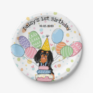Black Tan Cavalier King Charles Spaniel Birthday Pappteller