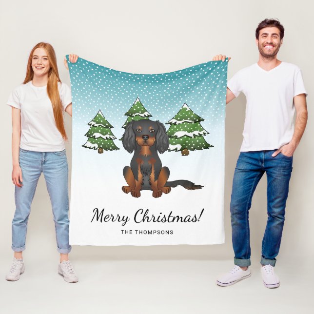 Black Tan Cavalier King Charles Spaniel im Winter Fleecedecke (Beispiel)