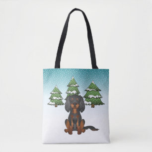 Black Tan Cavalier King Charles Spaniel im Winter Tasche