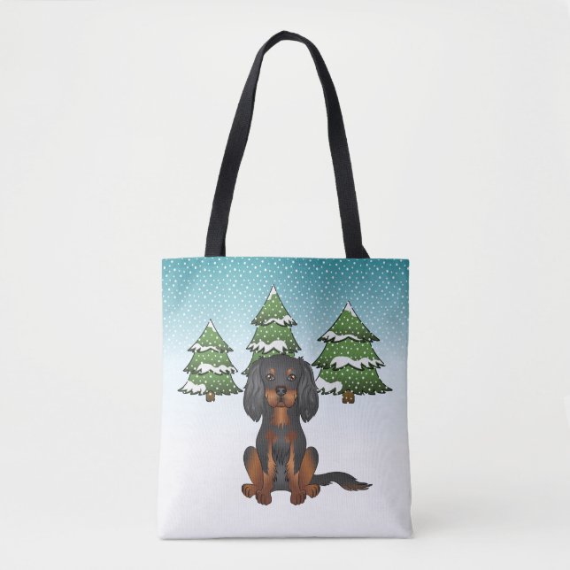Black Tan Cavalier King Charles Spaniel im Winter Tasche (Vorderseite)