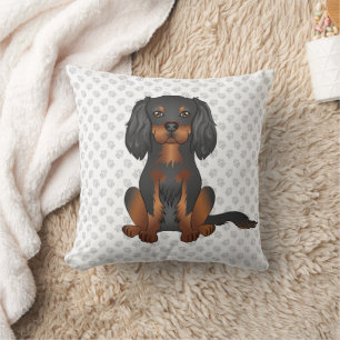 Black & Tan Cavalier King Charles Spaniel & Paws Kissen