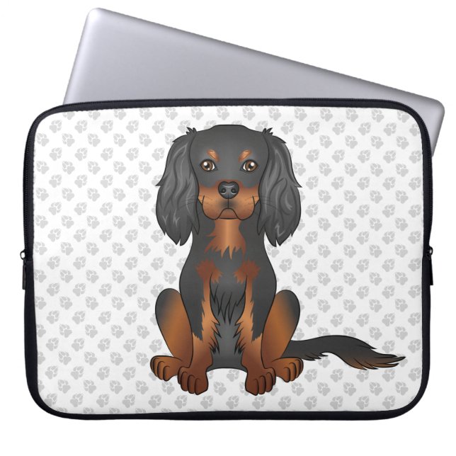 Black & Tan Cavalier King Charles Spaniel & Paws Laptopschutzhülle (Vorderseite)