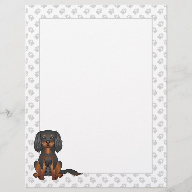 Black & Tan Cavalier King Charles Spaniel Sitzen Briefbogen (Vorderseite)