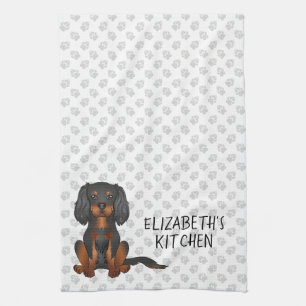 Black & Tan Cavalier King Charles Spaniel & Text Geschirrtuch