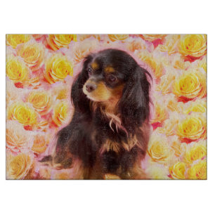 Black & Tan Cavalier Orange-Rosen Schneidbrett Schneidebrett