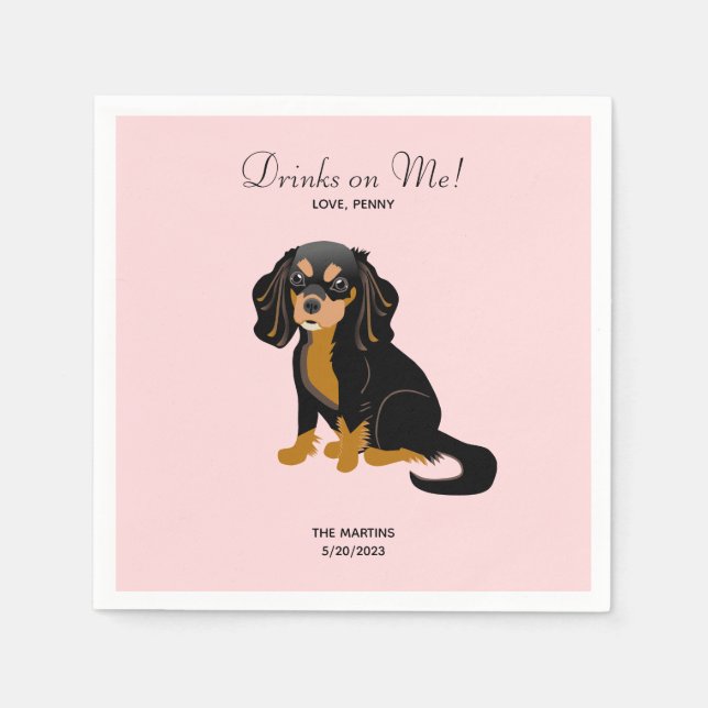 Black Tan Cavalier Wedding Cocktail Napkins Serviette (Vorderseite)