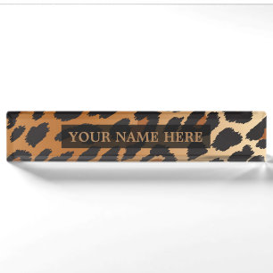 Black & Tan Cheetah Leopard Glam Personalisiert Namensplakette