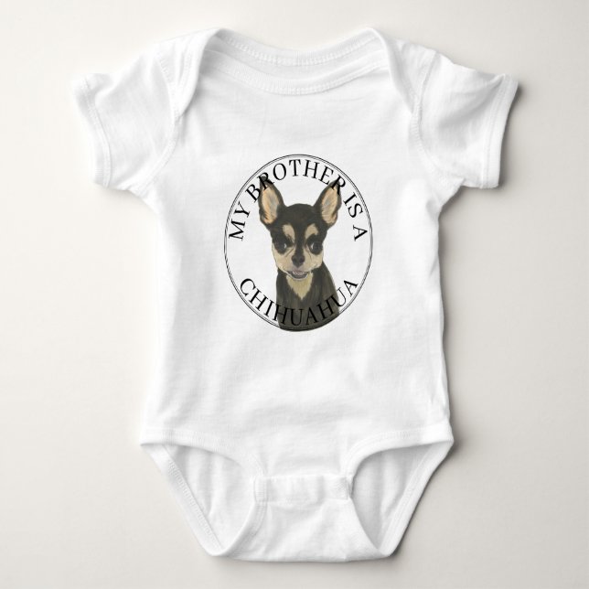 Black Tan Chihuahua Dog Big Brother Baby Strampler (Vorderseite)