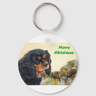 Black & Tan Christmas Cavalier Schlüsselanhänger