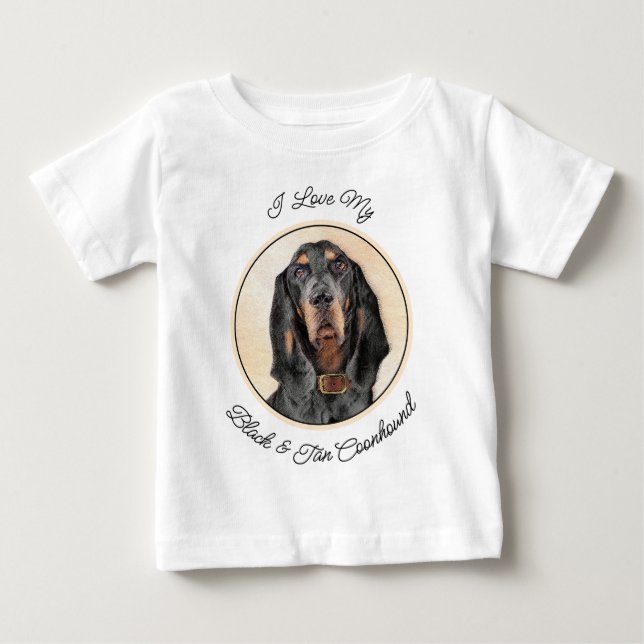 Black & Tan Coonhound Malerei - Original Hunde Kun Baby T-shirt (Vorderseite)