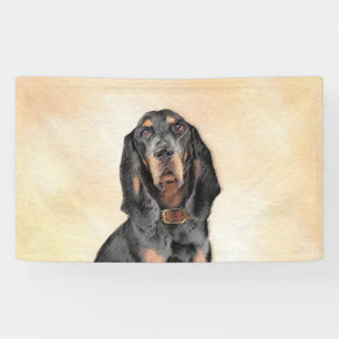 Black & Tan Coonhound Malerei - Original Hunde Kun Banner