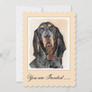 Black & Tan Coonhound Malerei - Original Hunde Kun Einladung
