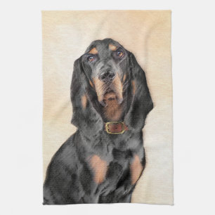 Black & Tan Coonhound Malerei - Original Hunde Kun Geschirrtuch