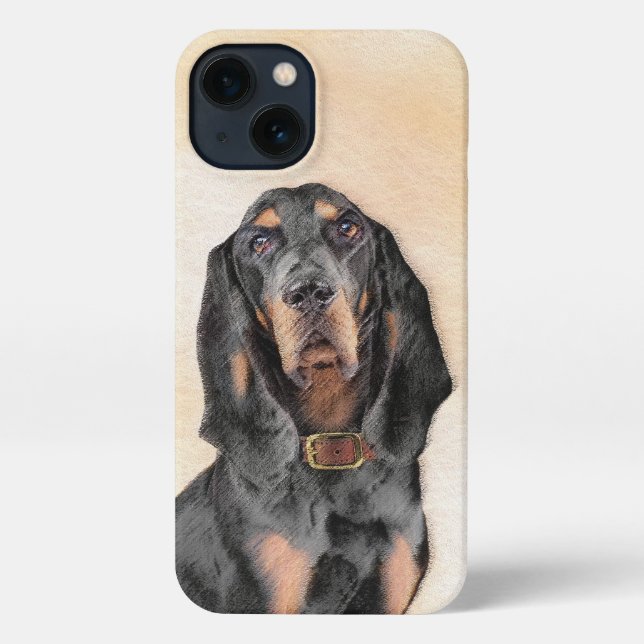 Black & Tan Coonhound Malerei - Original Hunde Kun iPhone Hülle (Rückseite)