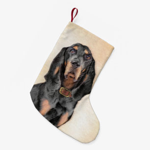 Black & Tan Coonhound Malerei - Original Hunde Kun Kleiner Weihnachtsstrumpf