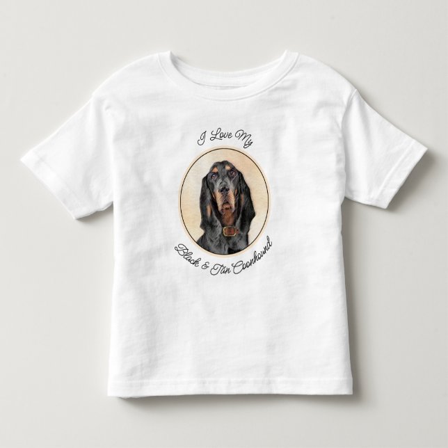 Black & Tan Coonhound Malerei - Original Hunde Kun Kleinkind T-shirt (Vorderseite)