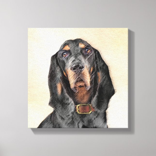 Black & Tan Coonhound Malerei - Original Hunde Kun Leinwanddruck (Vorderseite)