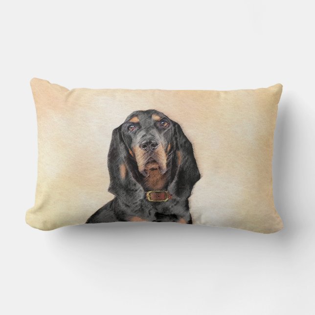 Black & Tan Coonhound Malerei - Original Hunde Kun Lendenkissen (Vorderseite)