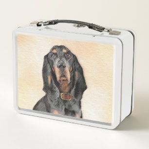 Black & Tan Coonhound Malerei - Original Hunde Kun Metall Brotdose