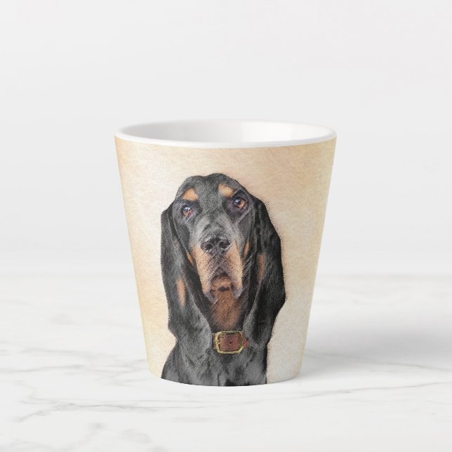Black & Tan Coonhound Malerei - Original Hunde Kun Milchtasse (Vorderseite)