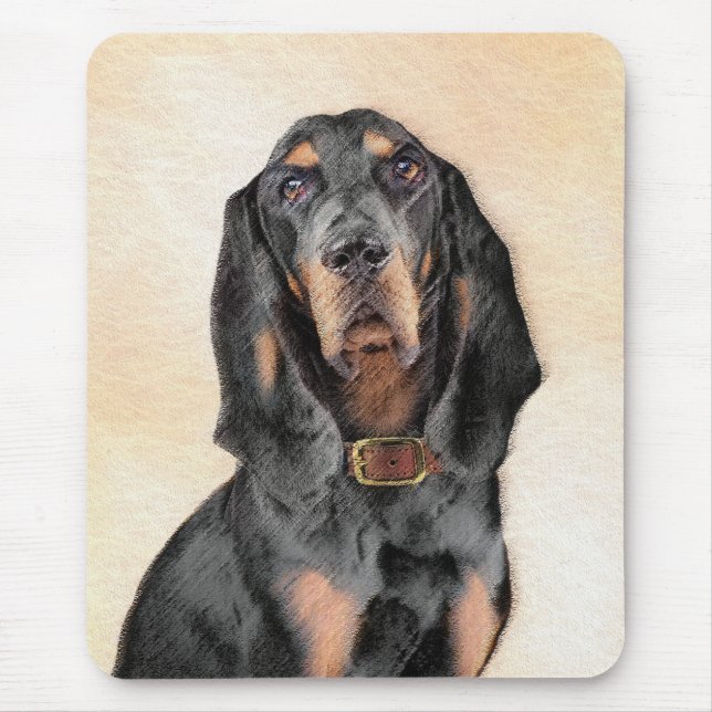 Black & Tan Coonhound Malerei - Original Hunde Kun Mousepad (Vorne)