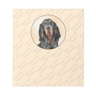 Black & Tan Coonhound Malerei - Original Hunde Kun Notizblock