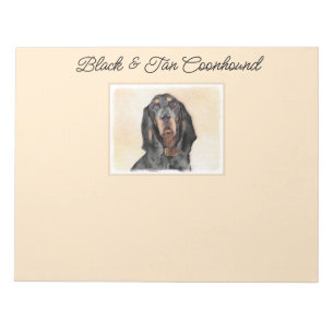 Black & Tan Coonhound Malerei - Original Hunde Kun Notizblock
