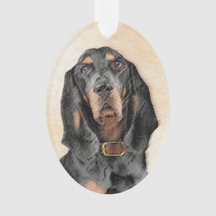 Black & Tan Coonhound Malerei - Original Hunde Kun Ornament