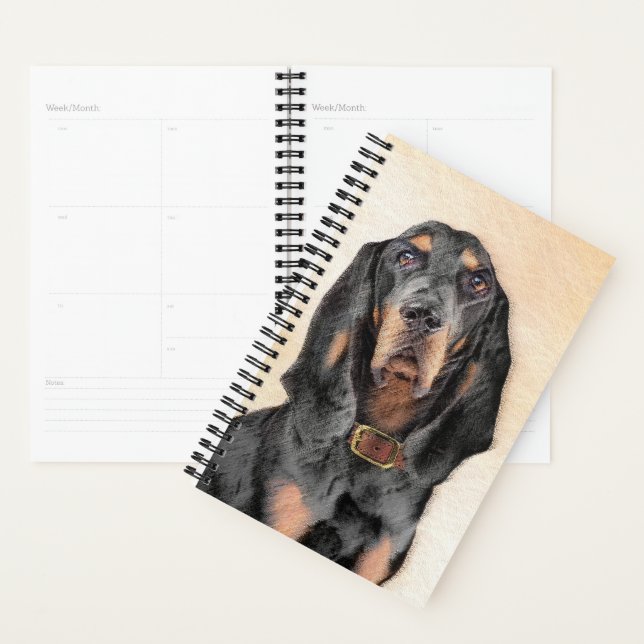 Black & Tan Coonhound Malerei - Original Hunde Kun Planer (Anzeige)