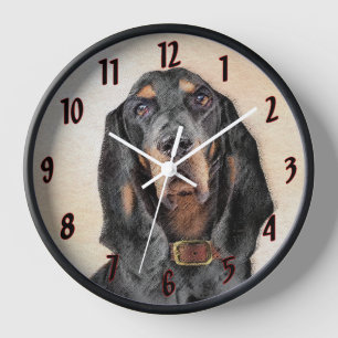 Black & Tan Coonhound-Malerei - Originale Hundekun Uhr