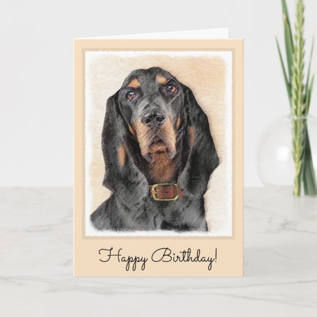 Black & Tan Coonhound Painting - Original Hund Kun Karte (Vorderseite)