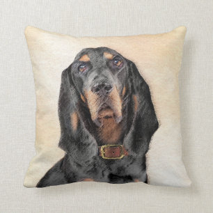 Black & Tan Coonhound Painting - Original Hund Kun Kissen