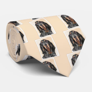 Black & Tan Coonhound Painting - Original Hund Kun Krawatte