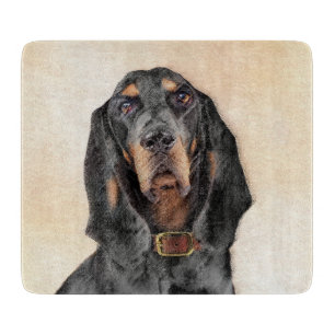 Black & Tan Coonhound Painting - Original Hund Kun Schneidebrett