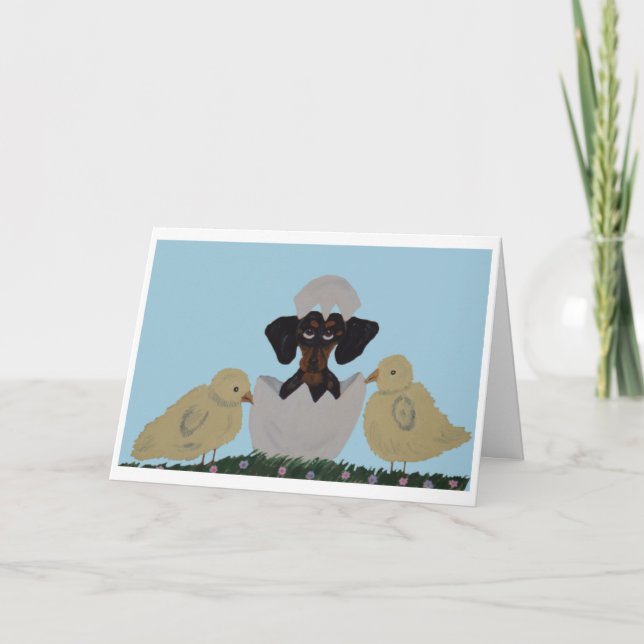  Black & Tan Dachshund Easter  Karte (Vorderseite)