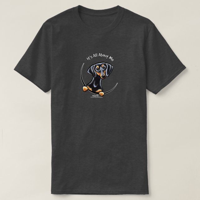 Black Tan Dackel alles über mich T - Shirt (Design vorne)