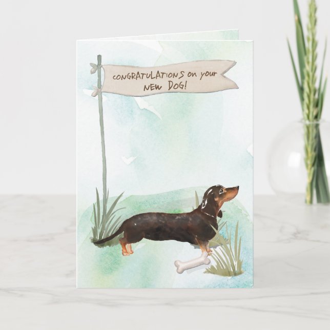 Black & Tan Dackel Herzlichen Glückwunsch zum neue Karte (Vorderseite)