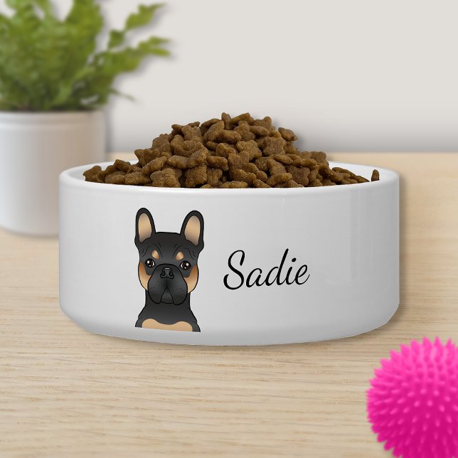 Black & Tan French Bulldog / Frenchie Dog & Name Napf (Von Creator hochgeladen)