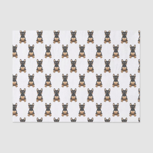 Black & Tan French Bulldog / Frenchie Dog Pattern Seidenpapier (Vorderseite)