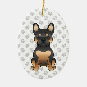 Black & Tan French Bulldog / Frenchie Dog & Text Keramik Ornament