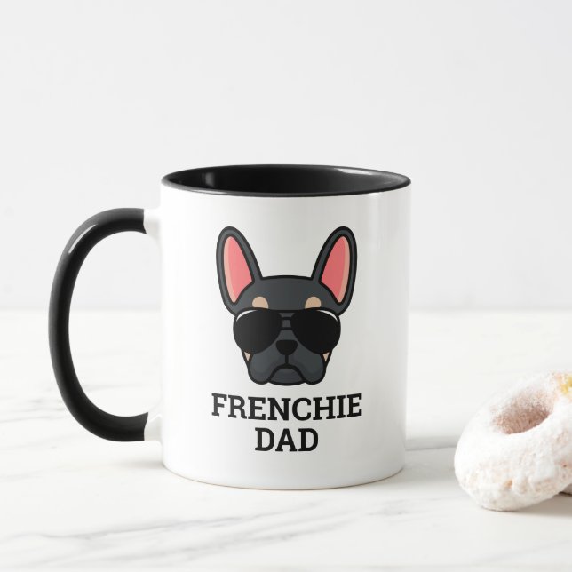 Black Tan French Bulldog Frenchie Dog Vater Tasse (Mit Donut)