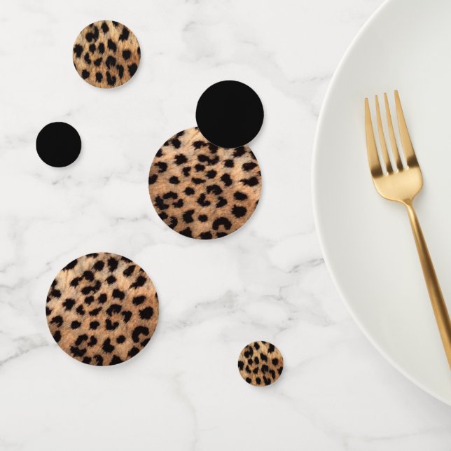 Black & Tan Leopard Cheetah Animal Print Konfetti (Gruppe)