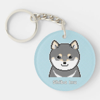 Black & Tan Shiba Inu Pixel Art Schlüsselanhänger