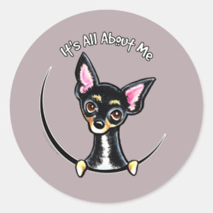 Black Tan Smooth Chihuahua IAAM Runder Aufkleber