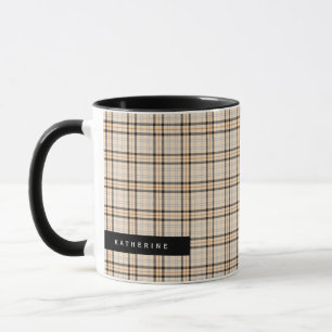 Black Tan Tartan Pattern Urlaub Tasse